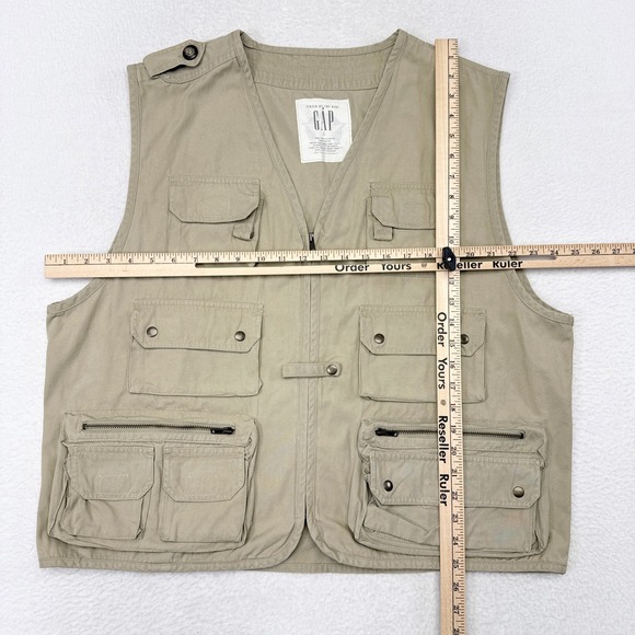 Gap Utility Vest Mens Size Large Tan Fishing Safari Hunting Travel Gorpcore - Picture 6 of 8